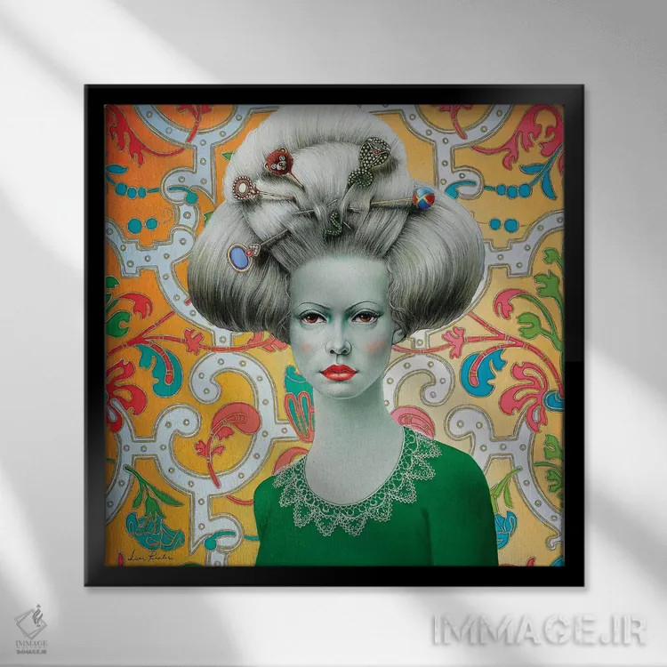 تابلو دکوراتیو دختر باروک اثر لیوا پاکالنه فانلی - نمای قابدار مشکی