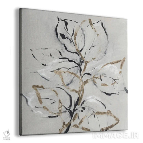 تابلو مینیمال گل طلایی ۲ اثر لرا - نمای پرسپکتیو محصول