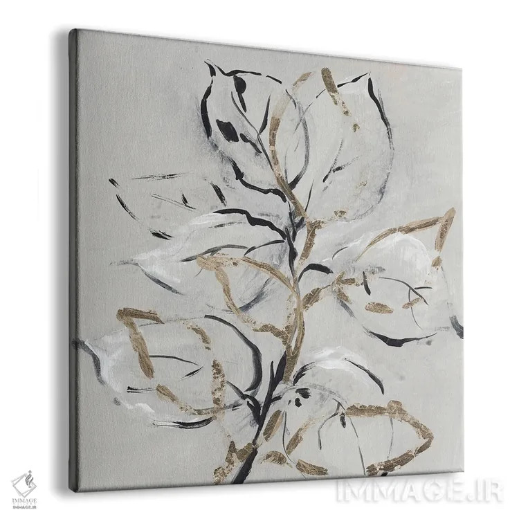 تابلو مینیمال گل طلایی ۲ اثر لرا - نمای پرسپکتیو محصول