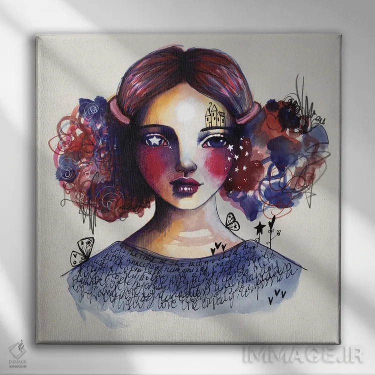 تابلو دکوراتیو کودک نیلی اثر تامارا لاپورت - نمای روبهرو روی دیوار