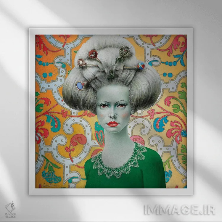 تابلو دکوراتیو دختر باروک اثر لیوا پاکالنه فانلی - نمای قابدار سفید