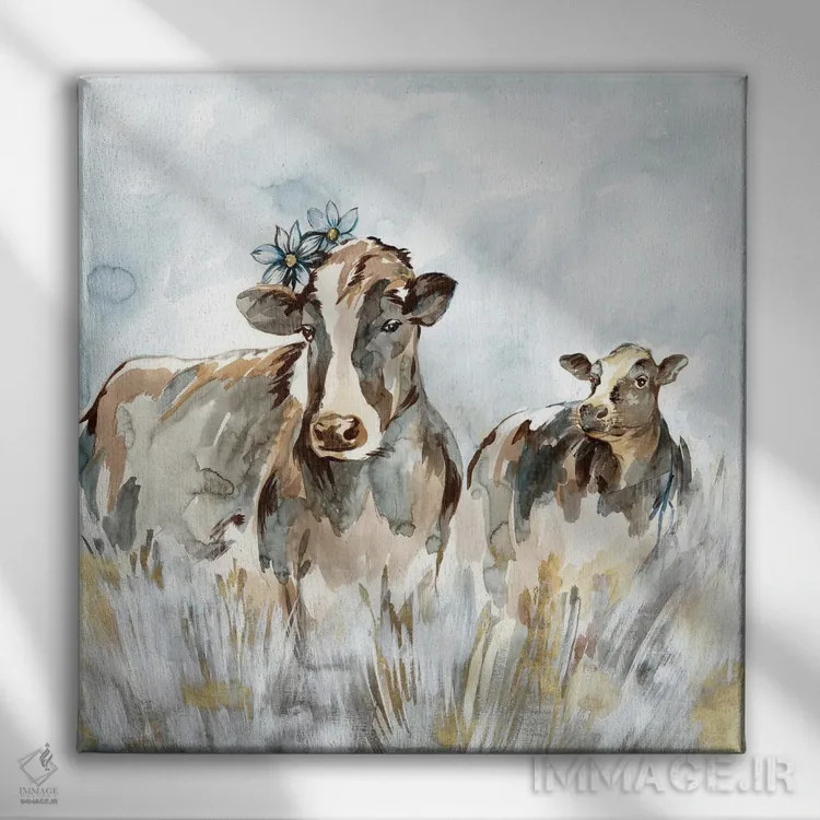 تابلو مدرن هماهنگی در چراگاه اثر لرا - نمای روبهرو روی دیوار