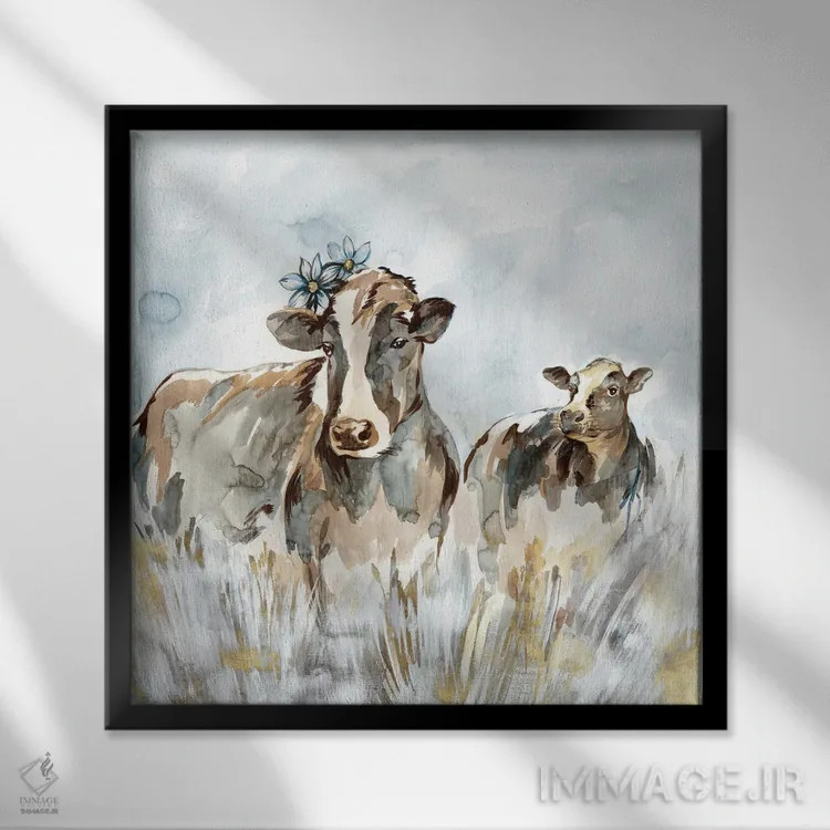 تابلو مدرن هماهنگی در چراگاه اثر لرا - نمای قابدار مشکی