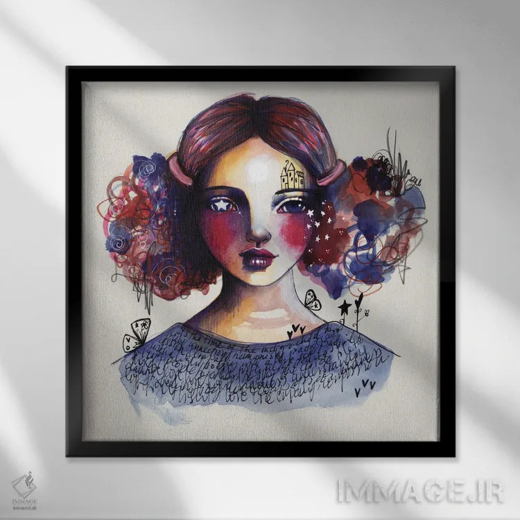 تابلو دکوراتیو کودک نیلی اثر تامارا لاپورت - نمای قابدار مشکی