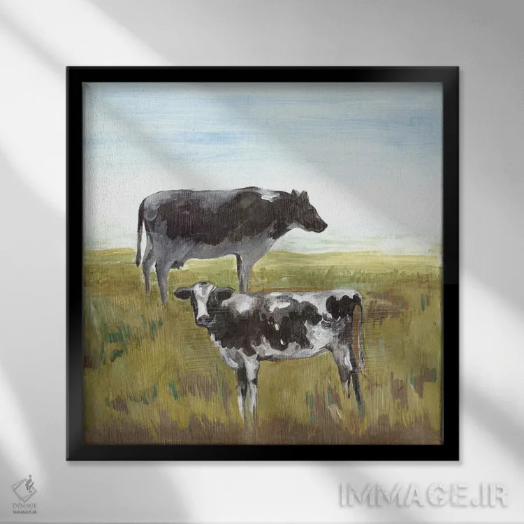 تابلو دکوراتیو چرندگان ملایم اثر لرا - نمای قابدار مشکی