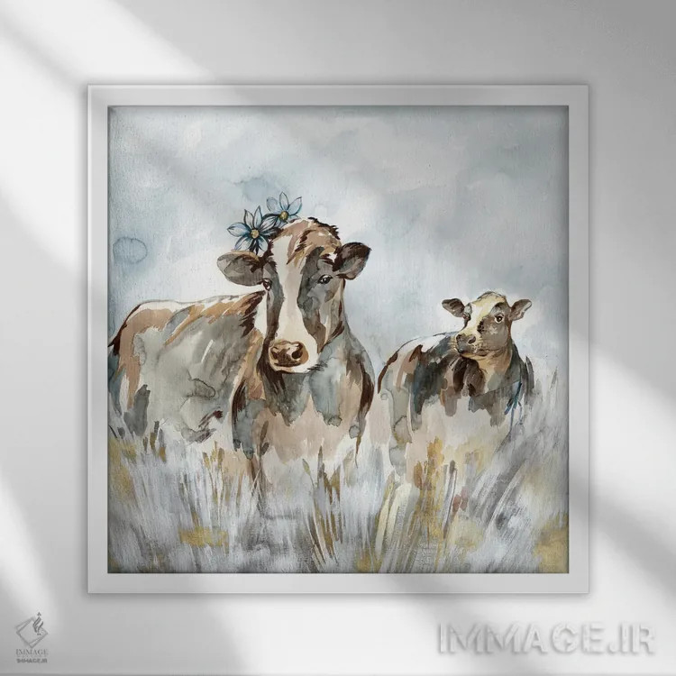 تابلو مدرن هماهنگی در چراگاه اثر لرا - نمای قابدار سفید