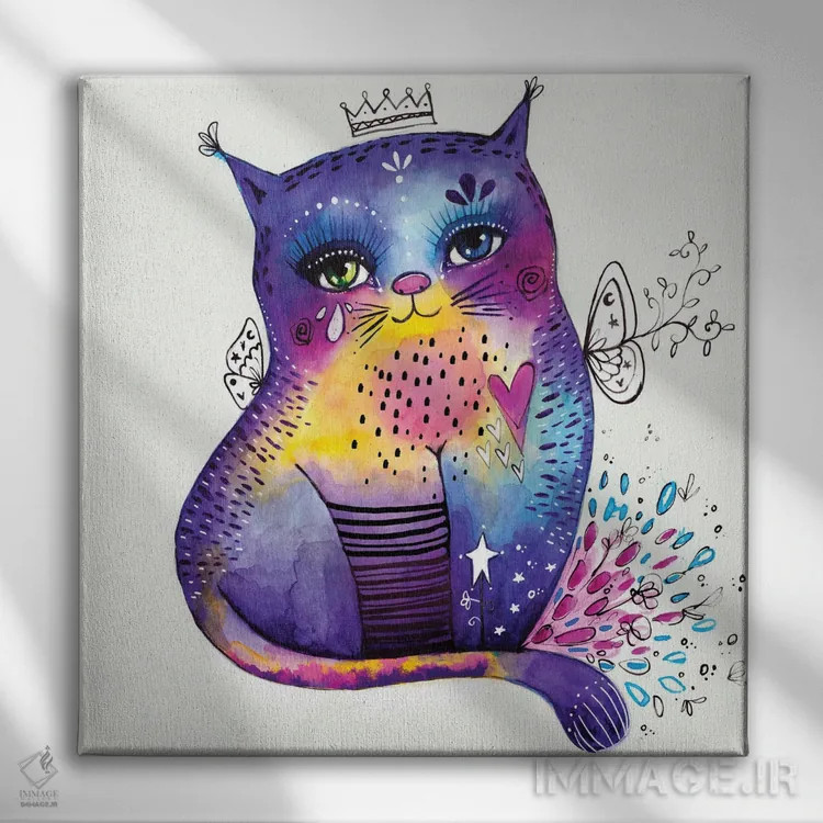 تابلو دکوراتیو گربه می گوید "هررو" اثر تامارا لاپورت - نمای روبهرو روی دیوار