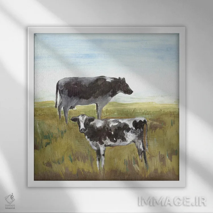 تابلو دکوراتیو چرندگان ملایم اثر لرا - نمای قابدار سفید