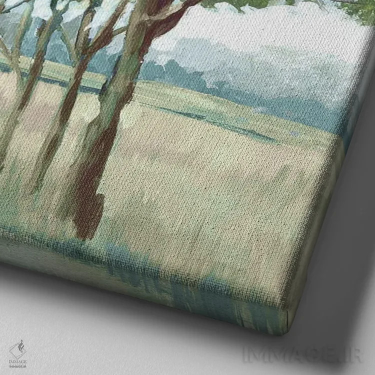 تابلو دکوراتیو خیال پردازی منظره سبز اثر لرا - نمای نزدیک بافت بوم