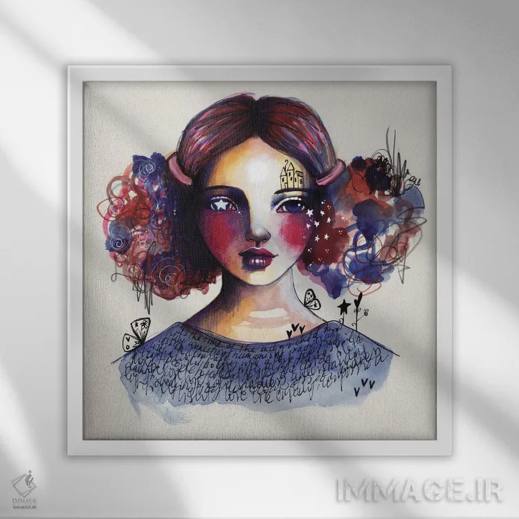 تابلو دکوراتیو کودک نیلی اثر تامارا لاپورت - نمای قابدار سفید