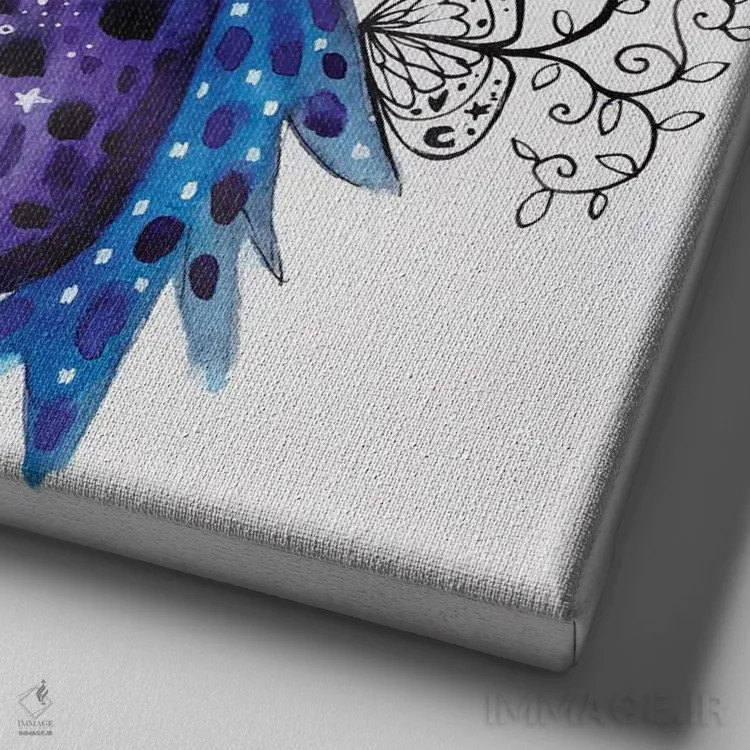 تابلو دکوراتیو پرنده عجیب با درخشش ماه اثر تامارا لاپورت - نمای نزدیک بافت بوم