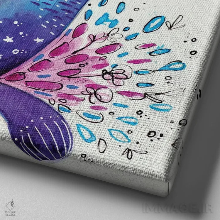 تابلو دکوراتیو گربه می گوید "هررو" اثر تامارا لاپورت - نمای نزدیک بافت بوم