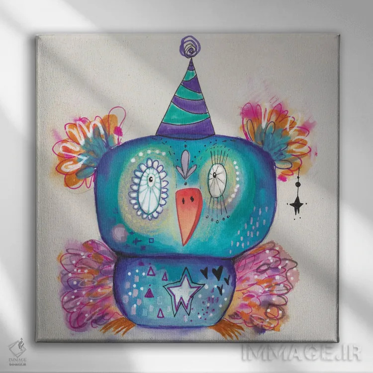 تابلو دکوراتیو پرنده مهمانی اثر تامارا لاپورت - نمای روبهرو روی دیوار