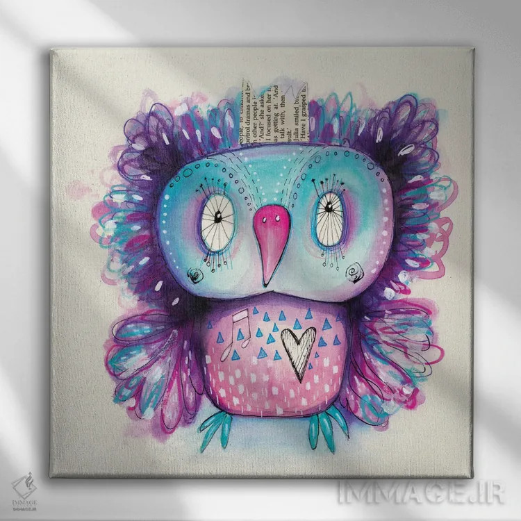 تابلو دکوراتیو کیوبی بنفش اثر تامارا لاپورت - نمای روبهرو روی دیوار