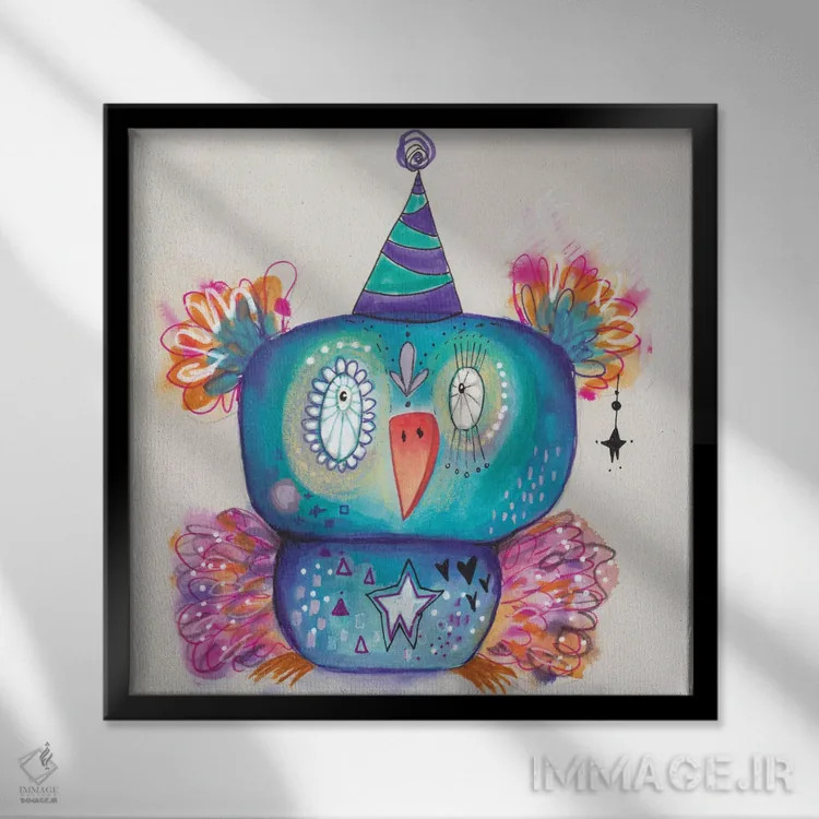 تابلو دکوراتیو پرنده مهمانی اثر تامارا لاپورت - نمای قابدار مشکی