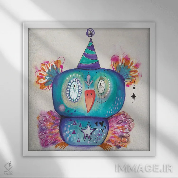 تابلو دکوراتیو پرنده مهمانی اثر تامارا لاپورت - نمای قابدار سفید