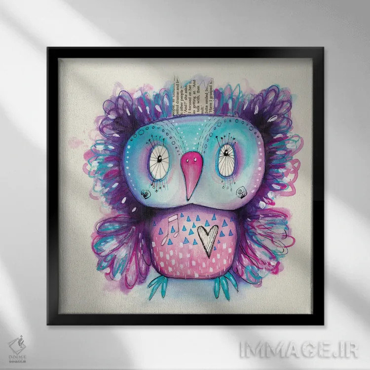 تابلو دکوراتیو کیوبی بنفش اثر تامارا لاپورت - نمای قابدار مشکی