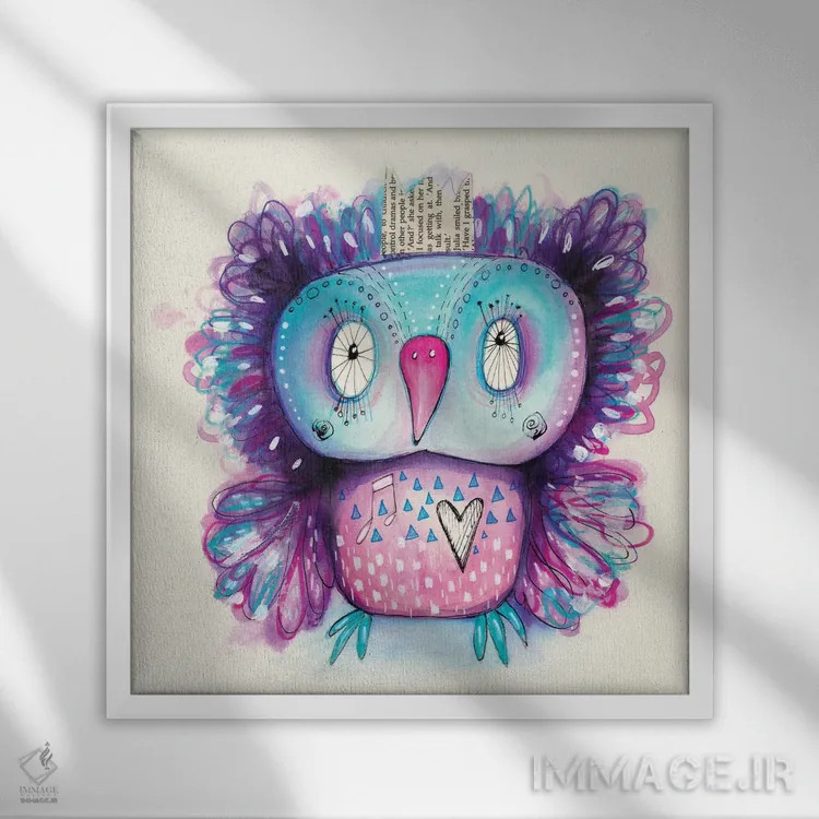 تابلو دکوراتیو کیوبی بنفش اثر تامارا لاپورت - نمای قابدار سفید