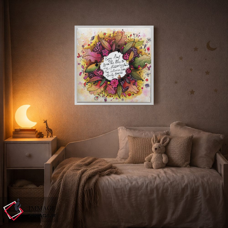 تابلو دکوراتیو حلقه گل پاییزی جدید با نقل قول اثر تامارا لاپورت - D2W