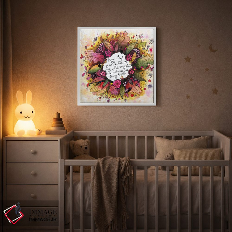 تابلو دکوراتیو حلقه گل پاییزی جدید با نقل قول اثر تامارا لاپورت - D3W