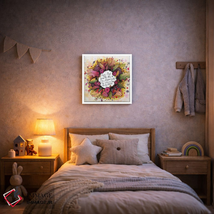 تابلو دکوراتیو حلقه گل پاییزی جدید با نقل قول اثر تامارا لاپورت - D6W
