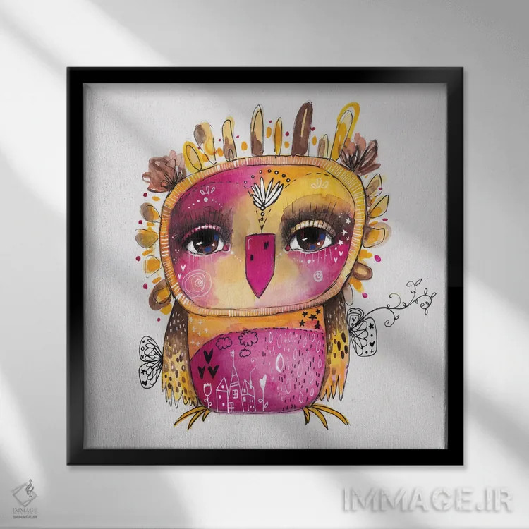 تابلو دکوراتیو کیوبی روزی اثر تامارا لاپورت - نمای قابدار مشکی