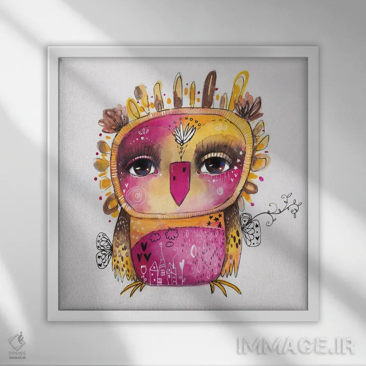 تابلو دکوراتیو کیوبی روزی اثر تامارا لاپورت - نمای قابدار سفید