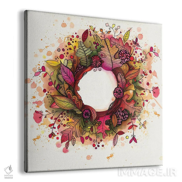 تابلو دکوراتیو حلقه گل پاییزی اثر تامارا لاپورت - نمای پرسپکتیو محصول