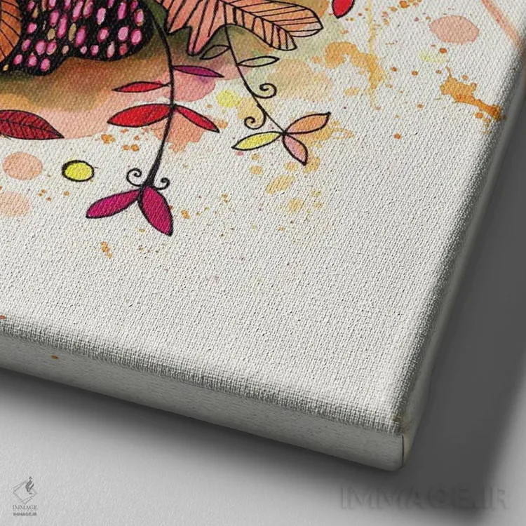 تابلو دکوراتیو حلقه گل پاییزی اثر تامارا لاپورت - نمای نزدیک بافت بوم