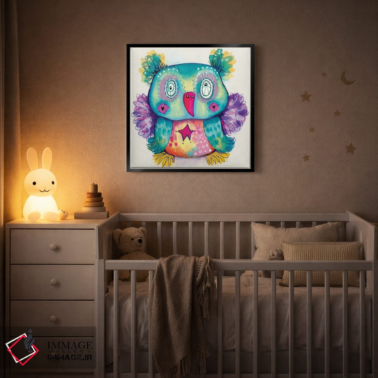 تابلو دکوراتیو خرس عروسکی با پرنده عجیب اثر تامارا لاپورت - D4B