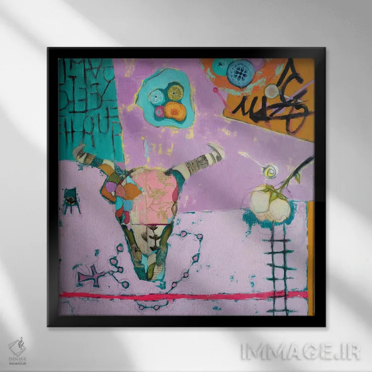 تابلو انتزاعی سانتا فه اثر آندریا لوپز - نمای قابدار مشکی