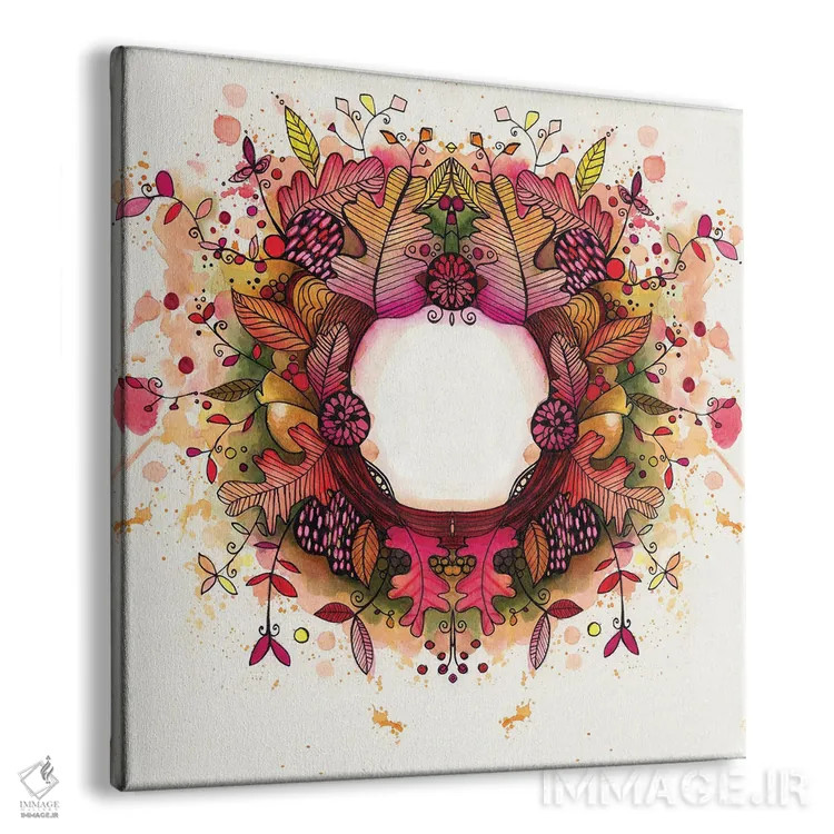 تابلو دکوراتیو حلقه گل پاییزی اثر تامارا لاپورت - نمای پرسپکتیو محصول