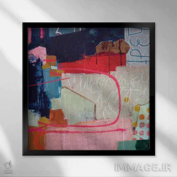 تابلو انتزاعی منظره قرمز اثر آندریا لوپز - نمای قابدار مشکی