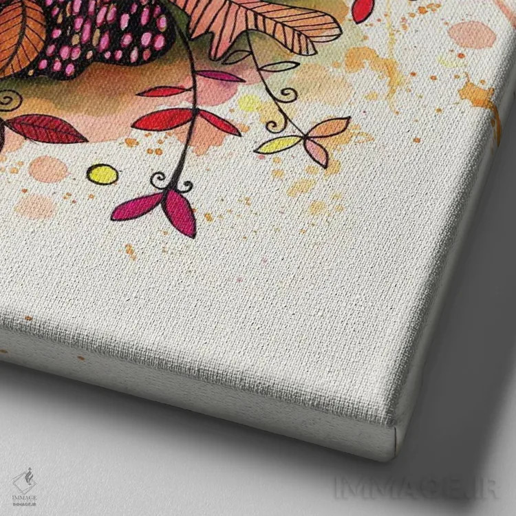 تابلو دکوراتیو حلقه گل پاییزی اثر تامارا لاپورت - نمای نزدیک بافت بوم