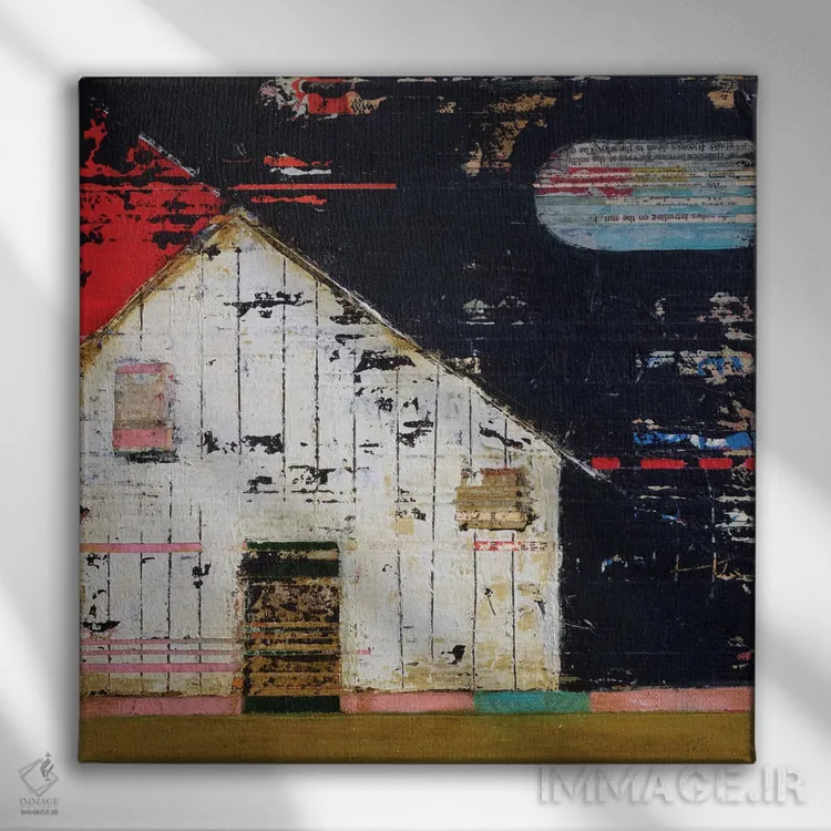 تابلو انتزاعی انبار کشاورزی یک اثر آندریا لوپز - نمای روبهرو روی دیوار
