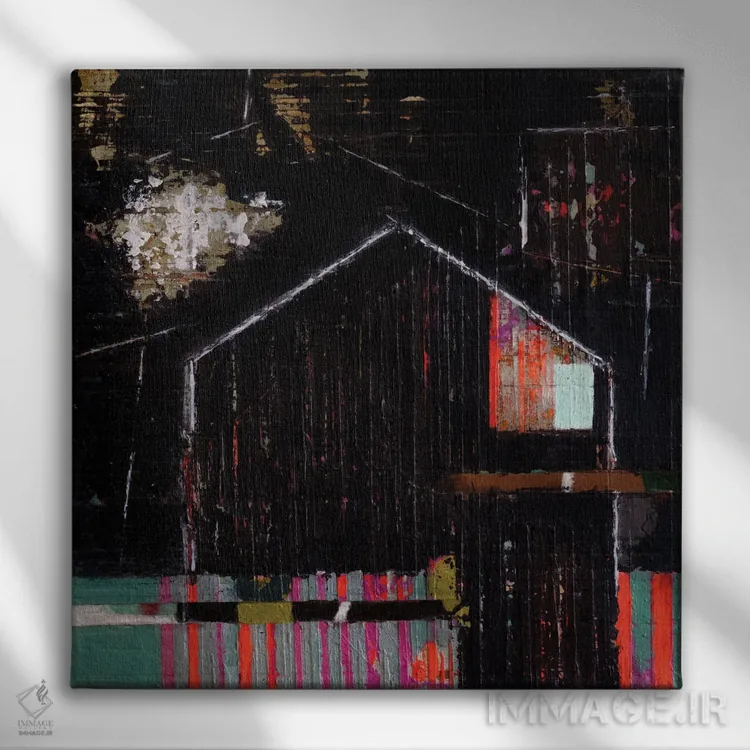 تابلو انتزاعی انبار کشاورزی دو اثر آندریا لوپز - نمای روبهرو روی دیوار