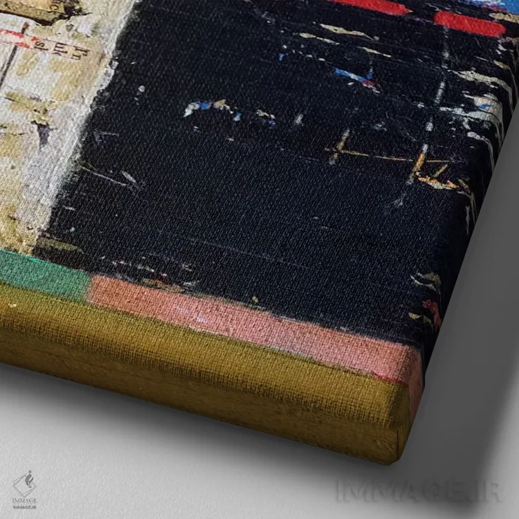 تابلو انتزاعی انبار کشاورزی یک اثر آندریا لوپز - نمای نزدیک بافت بوم