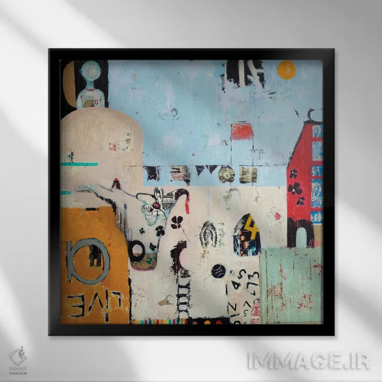تابلو انتزاعی محله اثر آندریا لوپز - نمای قابدار مشکی