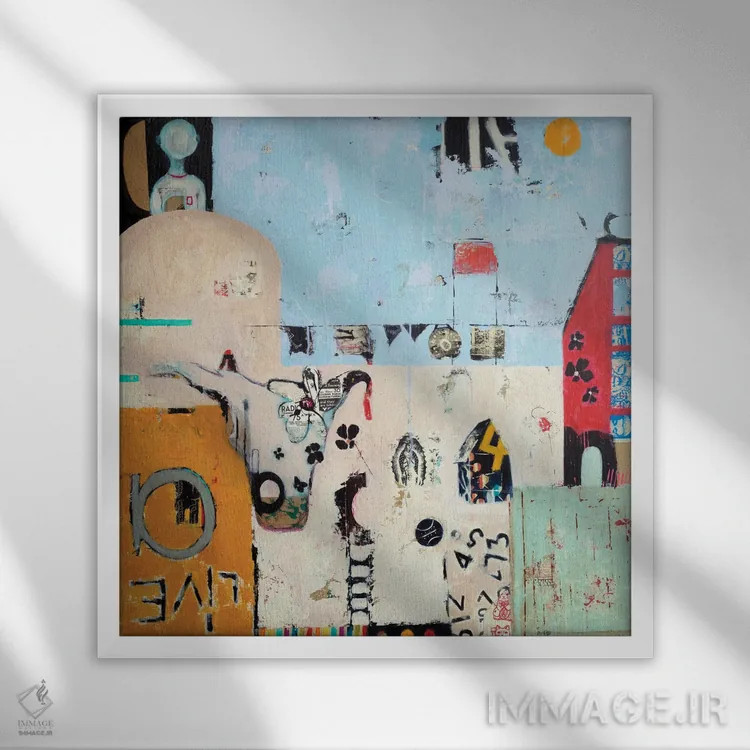 تابلو انتزاعی محله اثر آندریا لوپز - نمای قابدار سفید