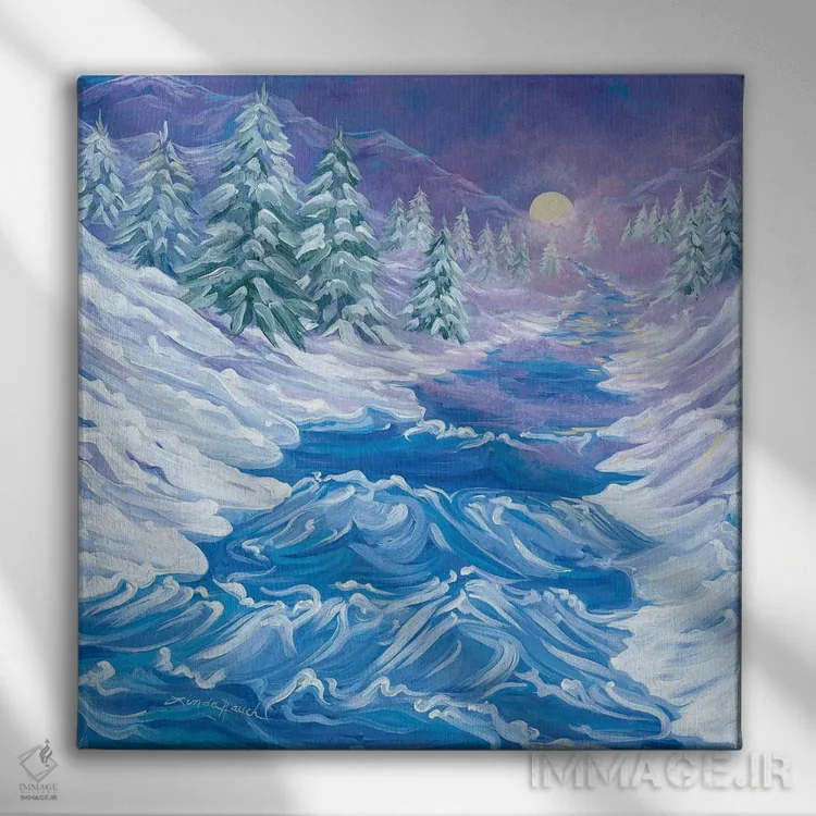 تابلو مدرن آواز رودخانه اثر لیندا راوچ - نمای روبهرو روی دیوار