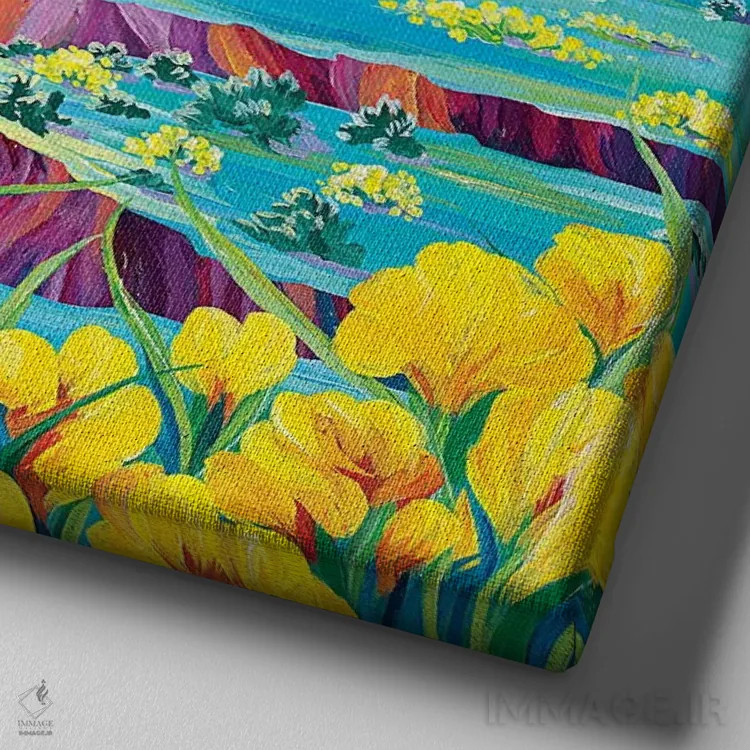 تابلو دکوراتیو غروب اثر لیندا راوچ - نمای نزدیک بافت بوم