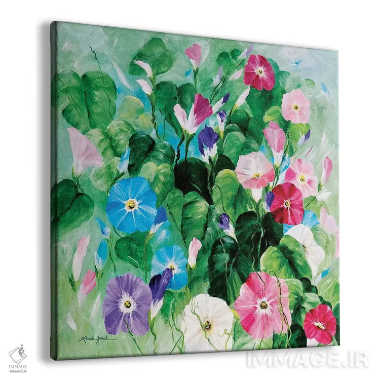 تابلو دکوراتیو دسته گل شکوفه صبحگاهی اثر لیندا راوچ - نمای پرسپکتیو محصول