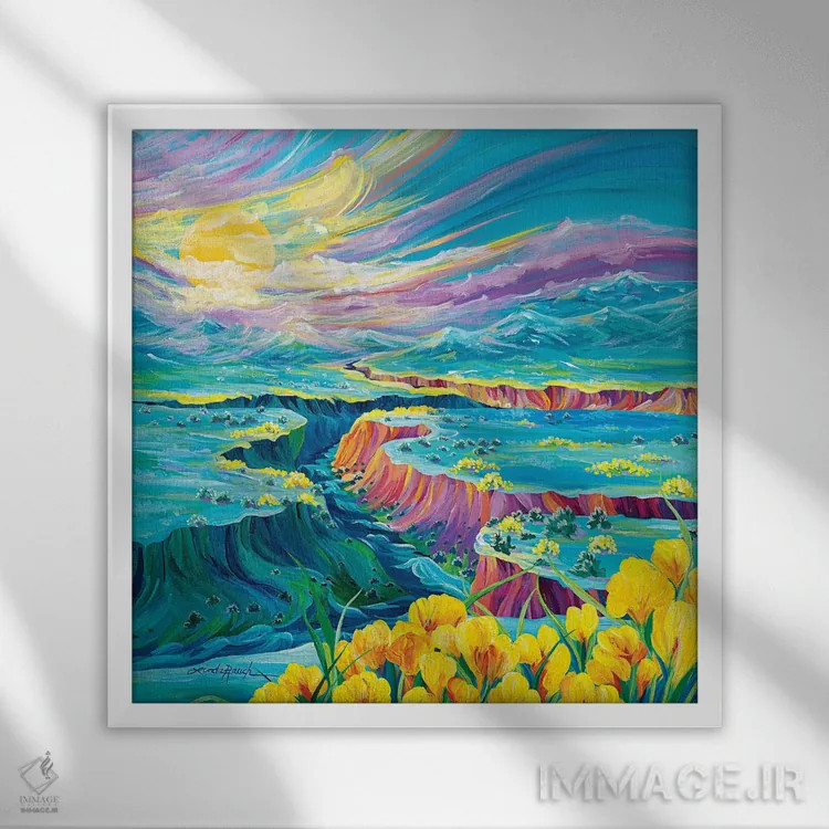 تابلو دکوراتیو غروب اثر لیندا راوچ - نمای قابدار سفید