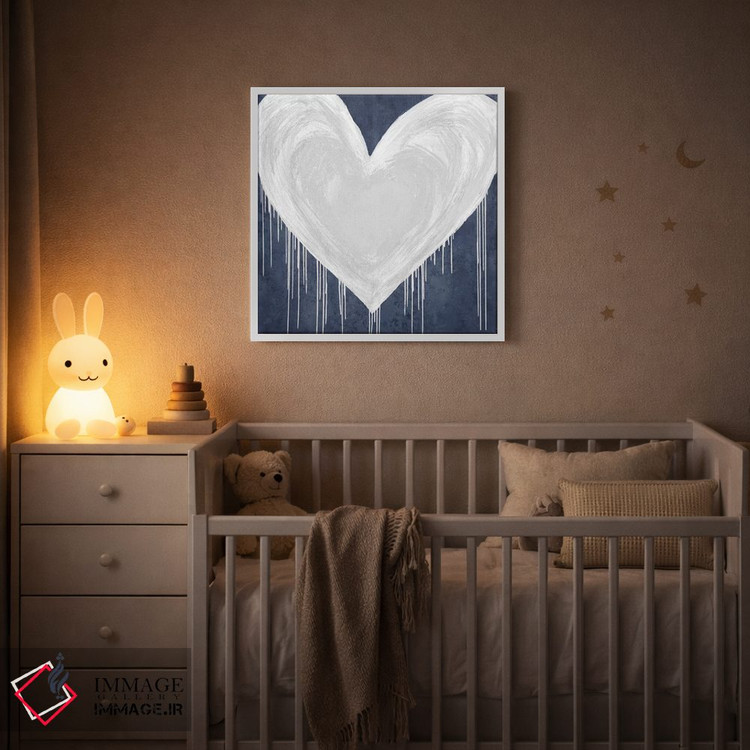 تابلو دکوراتیو قلب بزرگ سفید روی آبی اثر لینزی راجرز - D3W