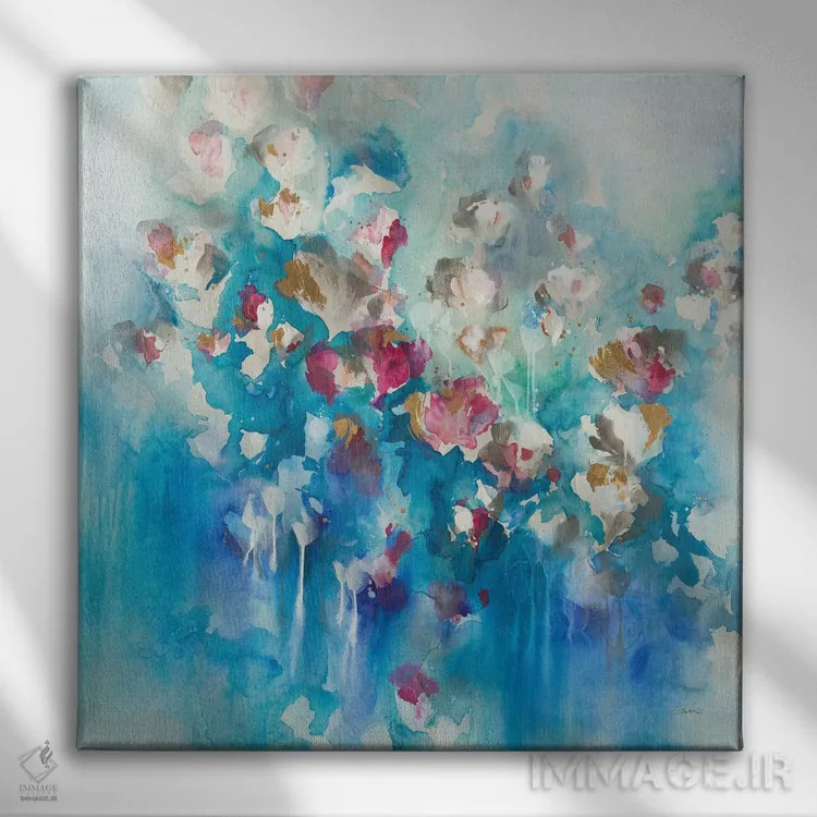 تابلو انتزاعی گلبرگ ها اثر لیا ری - نمای روبهرو روی دیوار