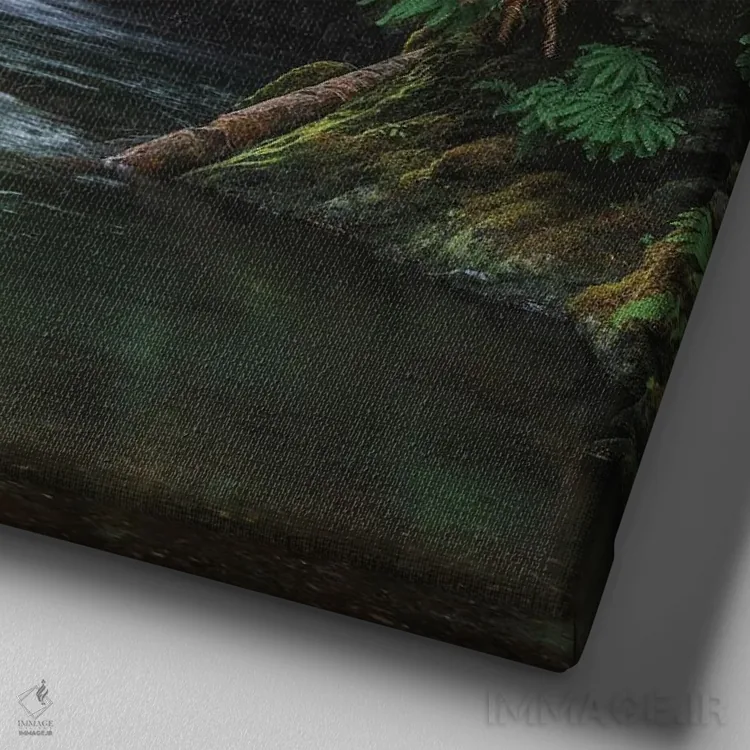 تابلو دکوراتیو ظرافت در آبشارها اثر لوئیس راث - نمای نزدیک بافت بوم