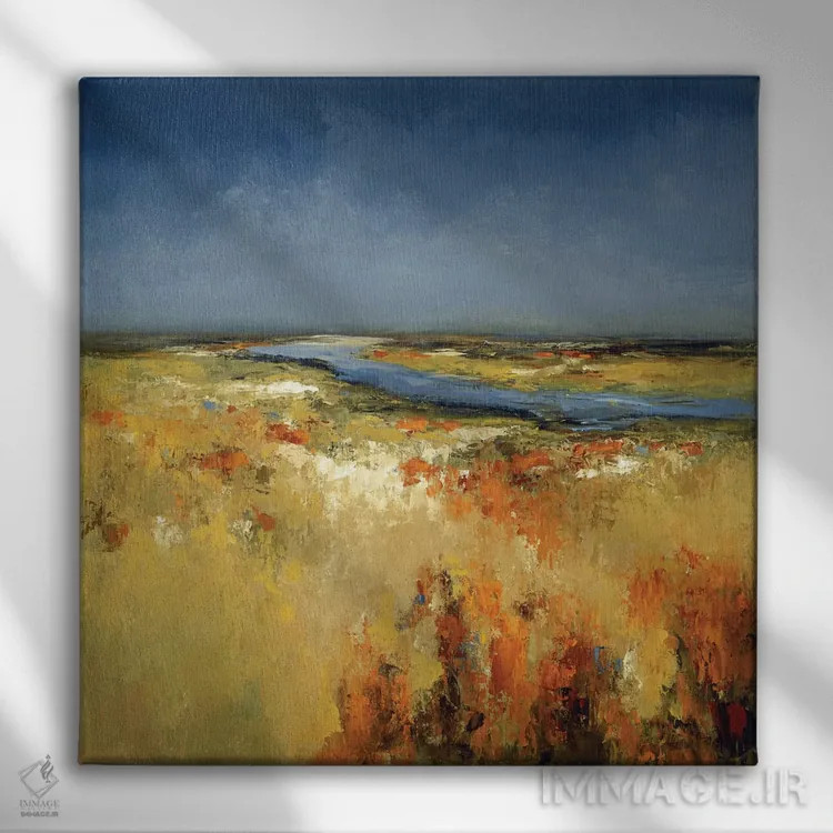 تابلو انتزاعی مزارع آفتاب خورده اثر لیزا ریجرز - نمای روبهرو روی دیوار
