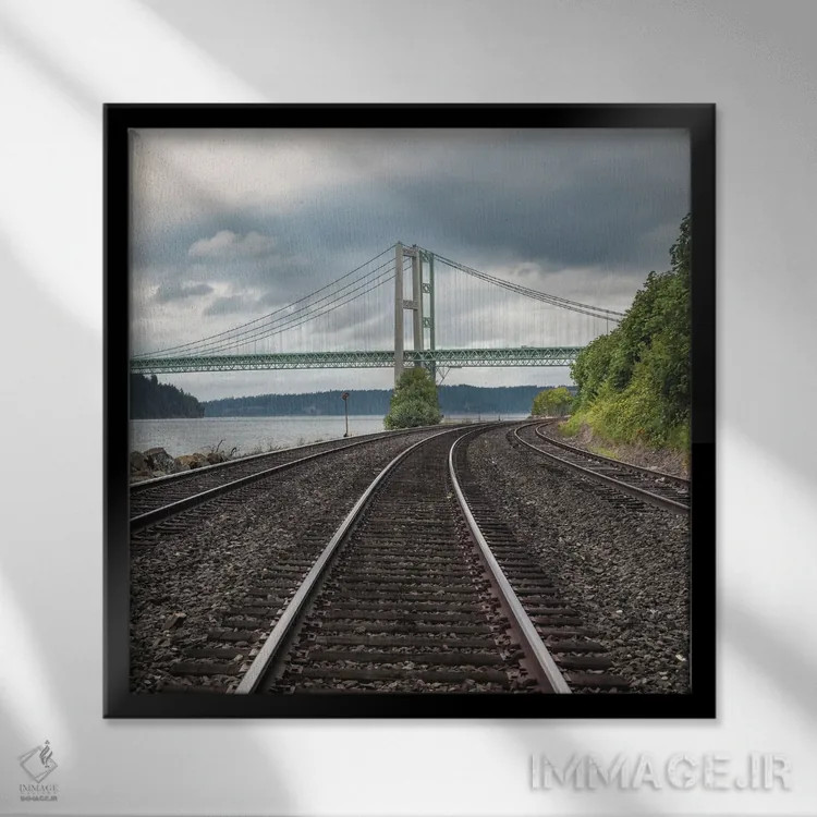 تابلو دکوراتیو ریل ها و باریکه ها اثر لوئیس راث - نمای قابدار مشکی