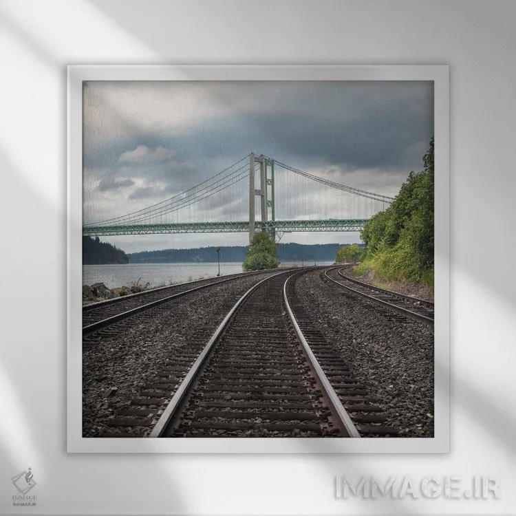 تابلو دکوراتیو ریل ها و باریکه ها اثر لوئیس راث - نمای قابدار سفید