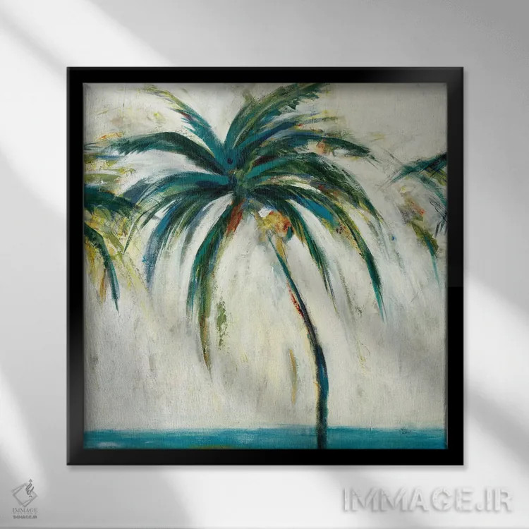 تابلو دکوراتیو نخل ها ۲ اثر لیزا ریجرز - نمای قابدار مشکی